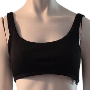 NWT Size L Becca by Rebecca Virtue Black Swim Top Unworn Strappy Sides